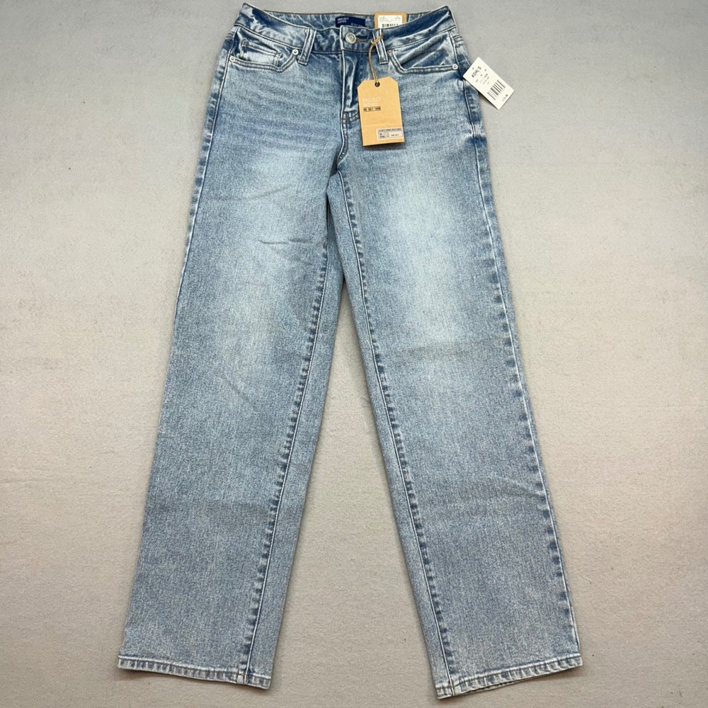 NWT Project Indigo Womens Light Wash Straight Leg High Rise Jeans Size 1